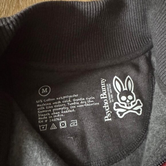 Psycho Bunny Mens Gray Red Quarter Zip Pullover Size M - Picture 4 of 4
